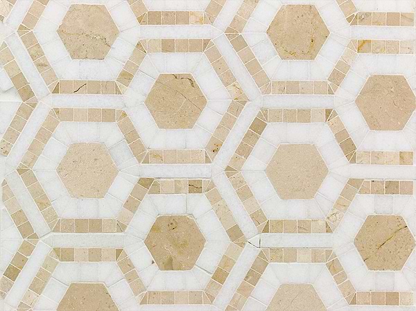 COSMOS CREMA & THASSOS HEXAGON MARBLE TILE