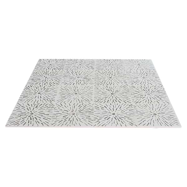 Estee Golden White 12x12 Polished Pearl Inlay and Cement Tile
