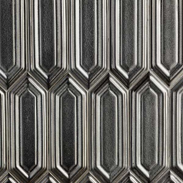 Nabi Picket Metallic Gunmetal Gray 3x9 Matte Glass Mosaic Tile