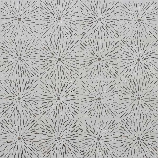 Estee Golden White 12x12 Polished Pearl Inlay and Cement Tile