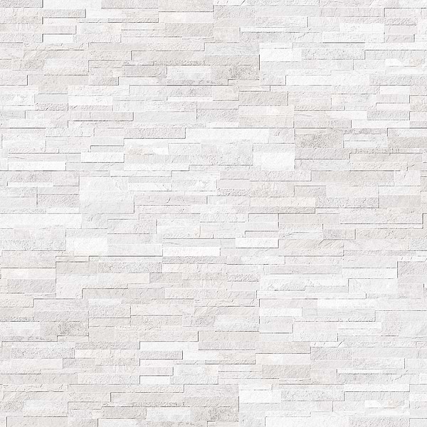 Rugged Stacked Cold White 6x24 Matte Porcelain Ledger Stone Veneer