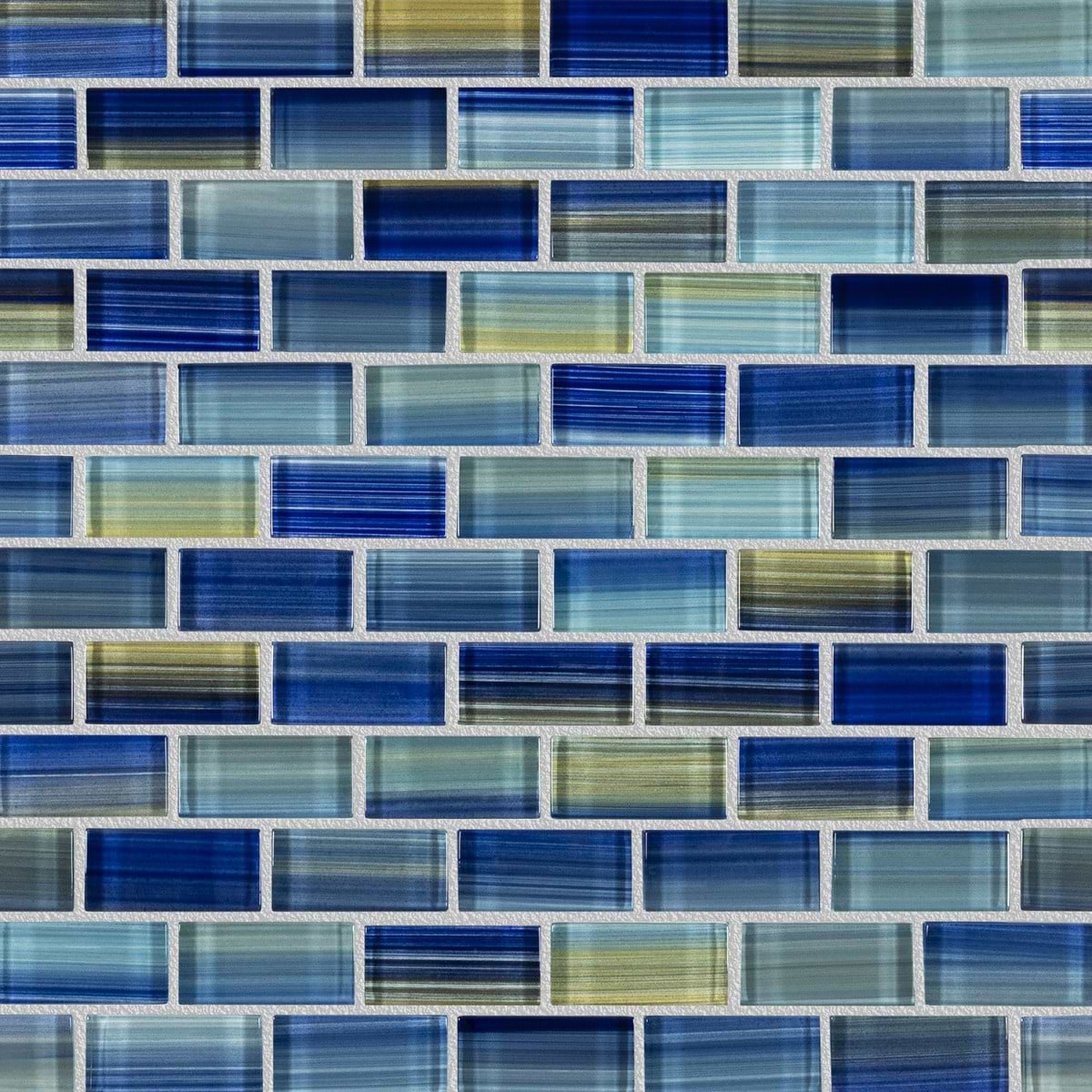 Watercolors Blue 1x2 Glass Brick Mosaic