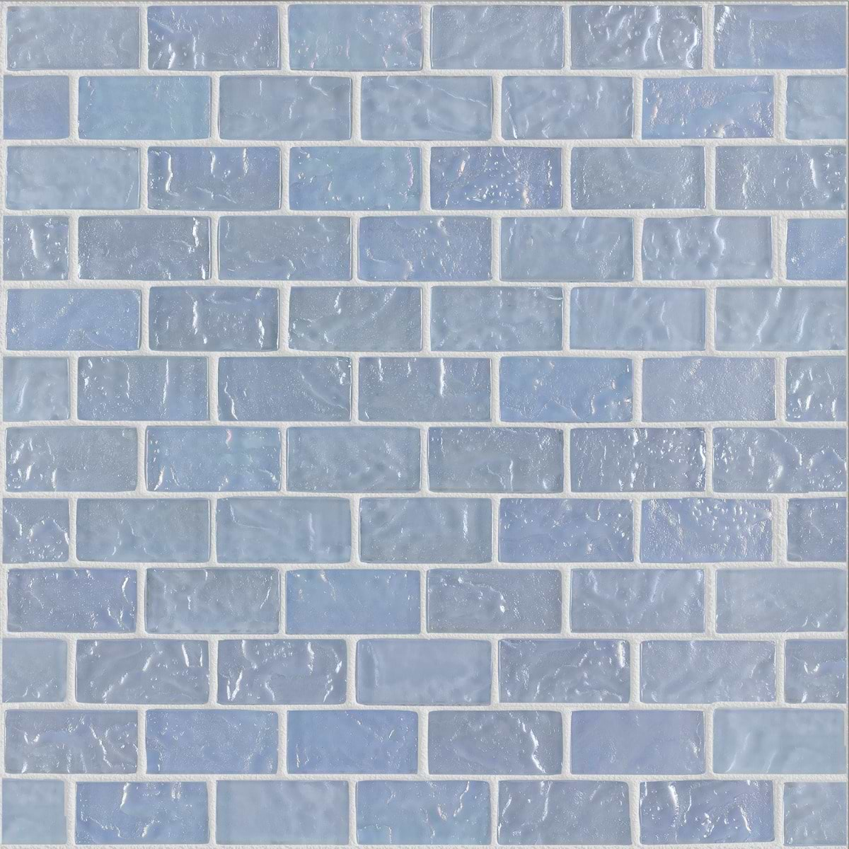 Watercolors Iridescent Light Blue 1X2 Brick Glass Mosaic