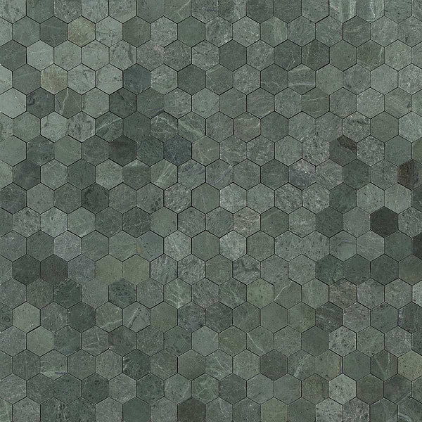 Tia Verde Green 2" Hexagon Honed Marble Mosaic Tile