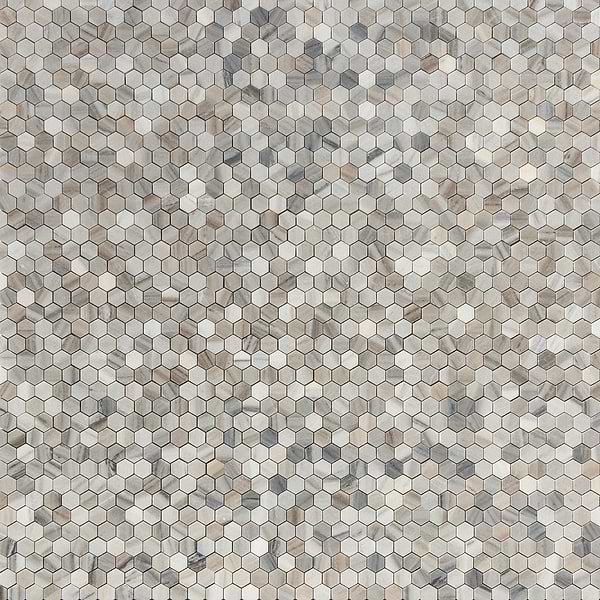 Skyline Gray 1" Hexagon Honed Marble Mosaic Tile