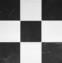 Alterno Black Silk and Glacier White Select 18x18 Honed Marble Checkerboard Tile