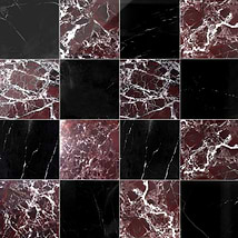 Alterno Black Silk and Rosso Levanto Red 12x12 Polished Marble Checkerboard Tile