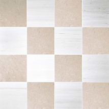 Alterno Crema Ella Beige and Glacier White Extra 12x12 Honed Marble Checkerboard Tile