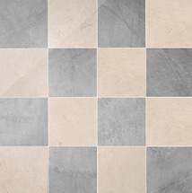 Alterno Earth Gray and Crema Ella Beige 12x12 Polished Marble Checkerboard Tile