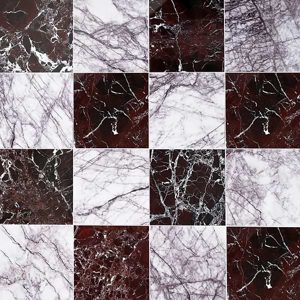 Alterno Lilac and Rosso Levanto Red 12x12 Polished Marble Checkerboard Tile