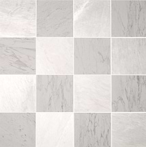 Alterno Volakas White and Ice Gray 12x12 Honed Marble Checkerboard Tile