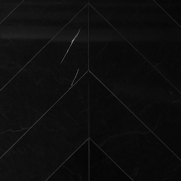 Nero Marquina 6x24 Chevron Polished Marble Tile