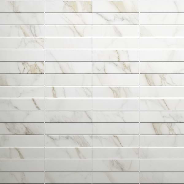Amalfi Calacatta White 3x12 Polished Ceramic Tile