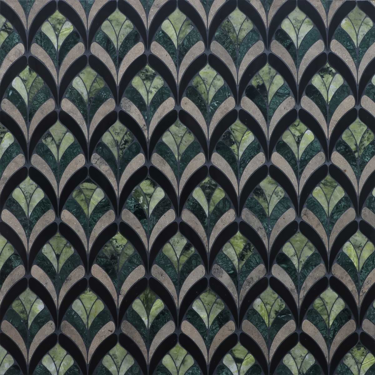 Konwalia Verde Green Floral Marble Mosaic Tile