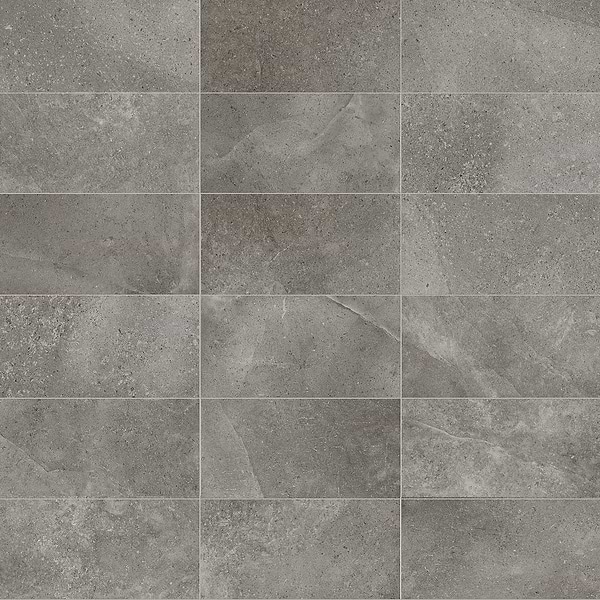 Sample-New Rock Fossil Dark Gray Limestone Look Matte Porcelain Tile
