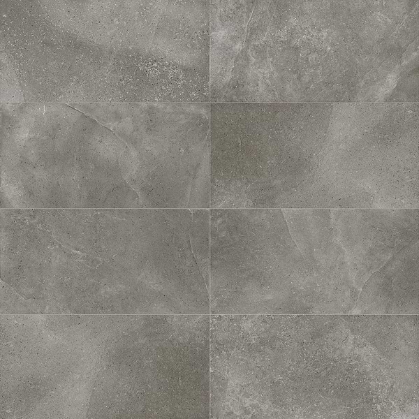 Sample-New Rock Fossil Dark Gray Limestone Look Matte Porcelain Tile