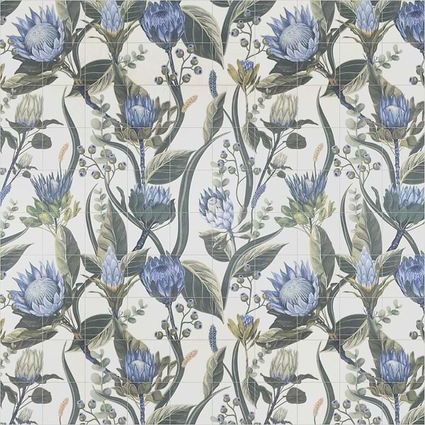 Angela Harris Wilder Protea Leaves Mural 8x8 Matte Porcelain Tile