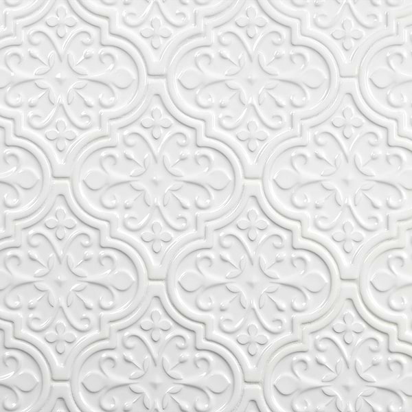 Byzantine Florid Arabesque Bianco Ceramic Wall Tile