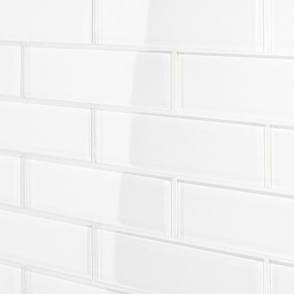 Loft Super White 2x8 Polished Glass Subway Wall Tile
