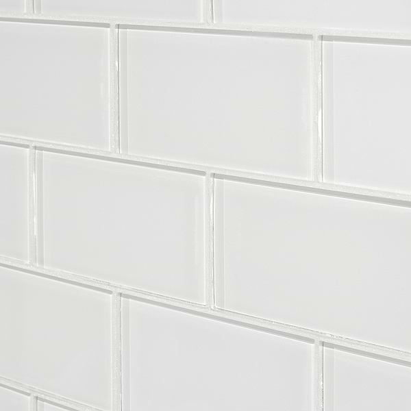 Loft Super White 3x6 Polished Glass Subway Wall Tile