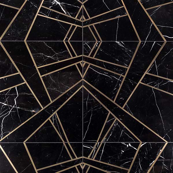 Empire Nero Marble & Brass Tile