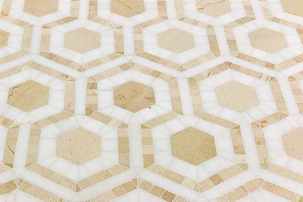 COSMOS CREMA & THASSOS HEXAGON MARBLE TILE