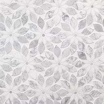 Wildflower Thassos and Bianco Carrara Marble Polished Mosaic Tile