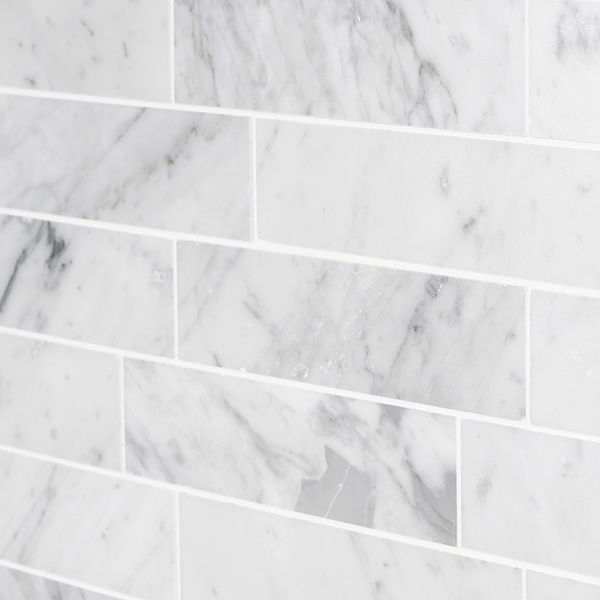 Sample of Brushed Stone Carrara Marble Subway Tile- 2x8 ($16.95 Per Sq. Ft.)