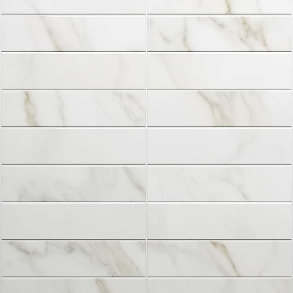 Amalfi Calacatta White 3x12 Polished Ceramic Tile