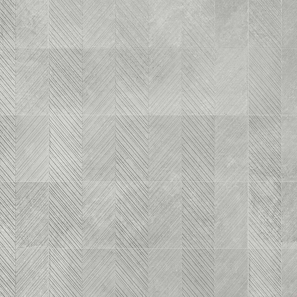 Stoneside Pearl Gray Chevron 12x36 Matte Ceramic Tile