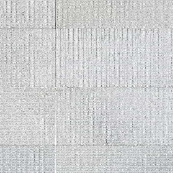 Rakestone Carved Cube Bianco Ice White 12x24 3D Honed Marble Tile