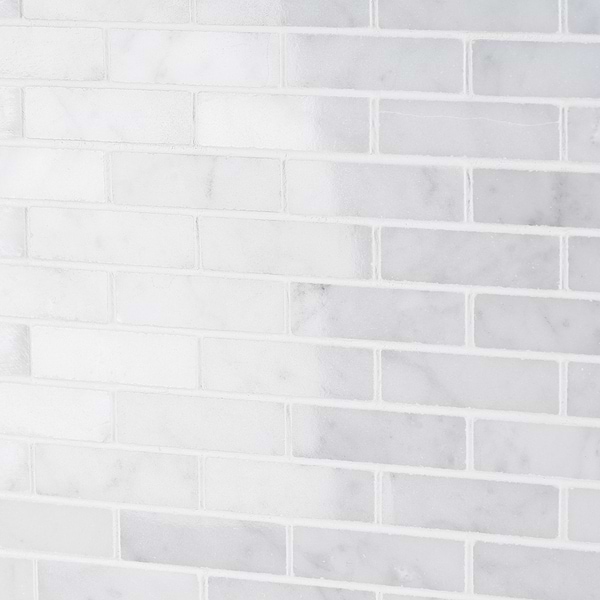 Disco-Carrara 1/2x2 Marble Polished Mosaic Tile