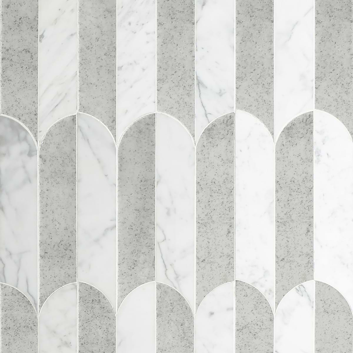 Altos Mirror Polished Marble Mosaic Fish Scale Tile in Elongated Scallop Pattern