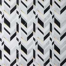 Amari Nero Blanco Polished Marble and Brass Mosaic Tile