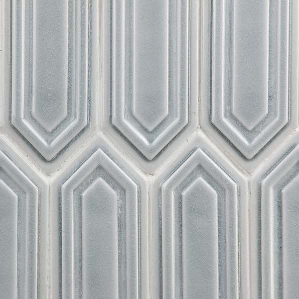 Nabi Picket Arctic Blue 3x9 Crackled Glossy Glass Mosaic Tile