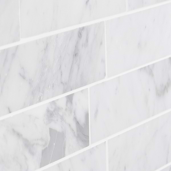 Sample of Brushed Stone Carrara Marble Subway Tile- 2x8 ($16.95 Per Sq. Ft.)