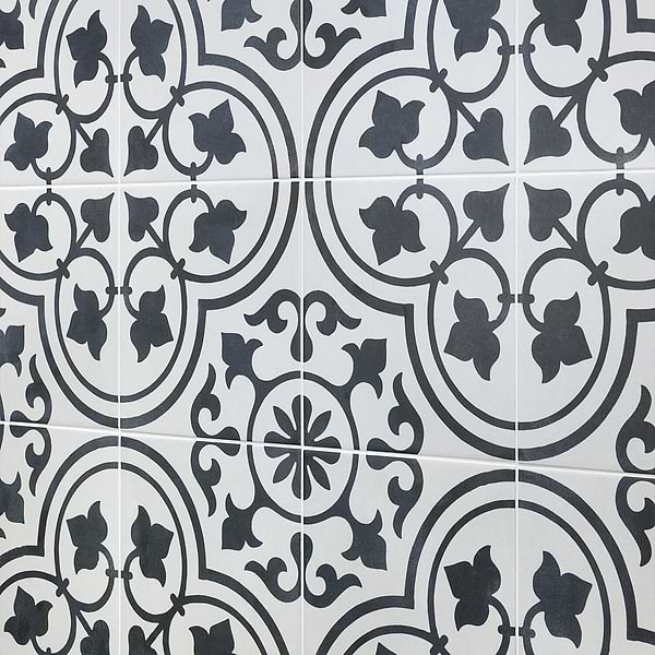Cascais White Ornate 9x9 Matte Porcelain Tile