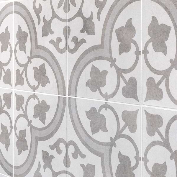 Cascais Silver Ornate 9x9 Matte Porcelain Tile