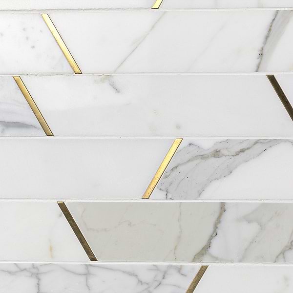 Matrix Trapezoid Marble and Brass Tile