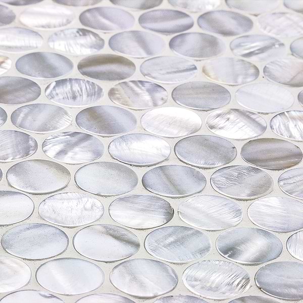 Oyster White Pearl Penny Round Tile
