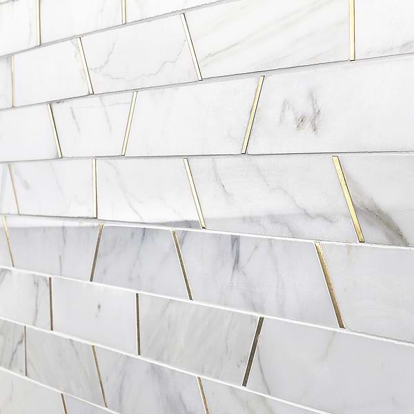 Matrix Trapezoid Marble and Brass Tile