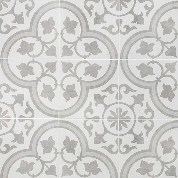 Cascais Silver Ornate 9x9 Matte Porcelain Tile