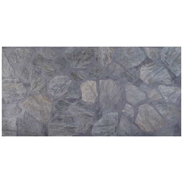 Pathstone Grafito Gray Textured Matte Porcelain Flagstone Tile