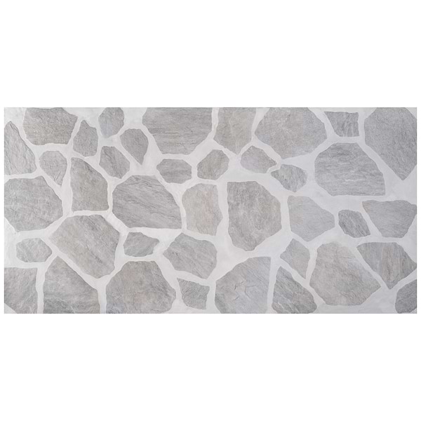 Pathstone Gris Gray Textured Matte Porcelain Flagstone Tile