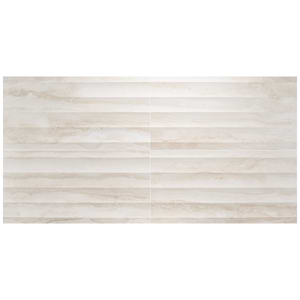 Lumar Waves Travertino Bianco Warm White 24x48 3D Travertine Look Matte Porcelain Tile