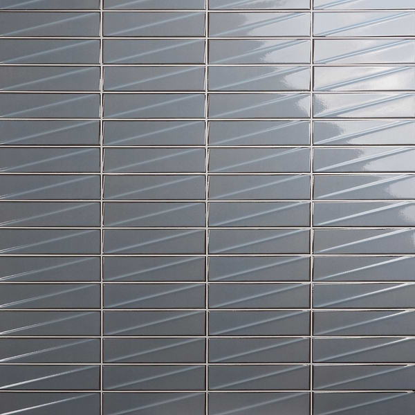 Axelle Misty Gray 3x12 3D Glossy Ceramic Subway Tile