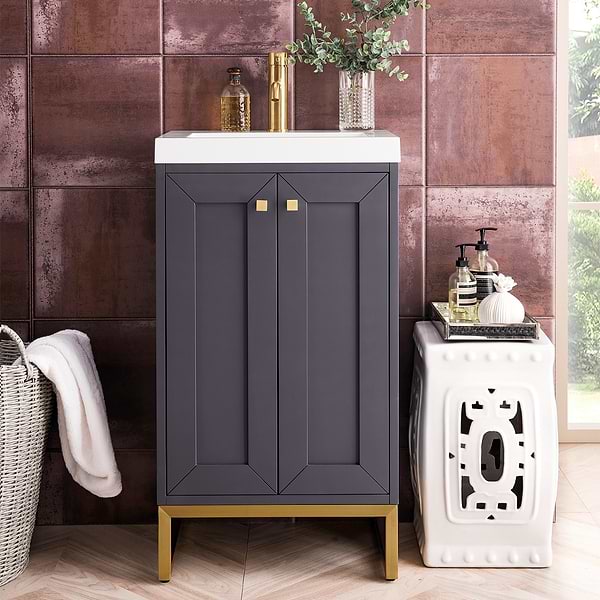 James Martin Vanities Chianti Mineral Gray 20" Single Vanity with Gold Hardware without Top
