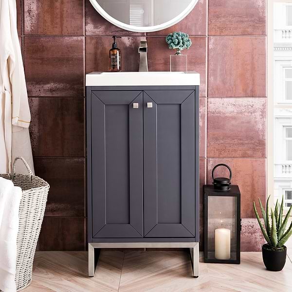 James Martin Vanities Chianti Mineral Gray 20" Single Vanity with Brushed Nickel Hardware without Top
