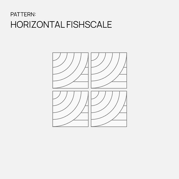 Elizabeth Sutton Arc Horizontal Fish Scale Desert Beige 12x12 Honed Marble and Terrazzo Mosaic Tile