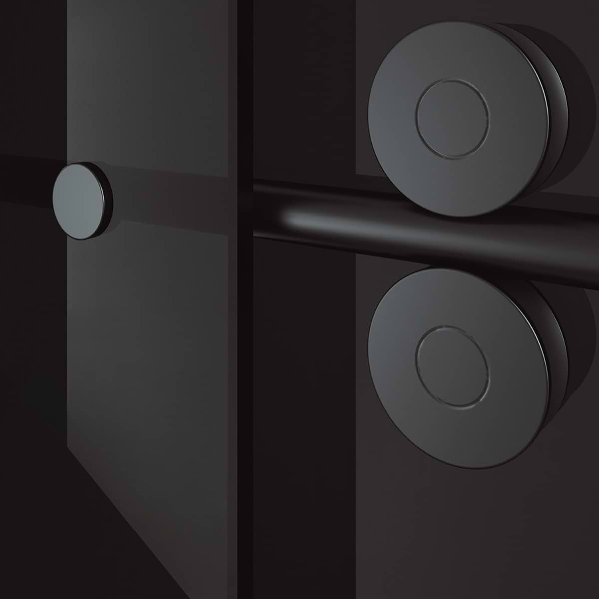 Gemello 72x74 Reversible Sliding Shower Door with Black Glass in Matte Black